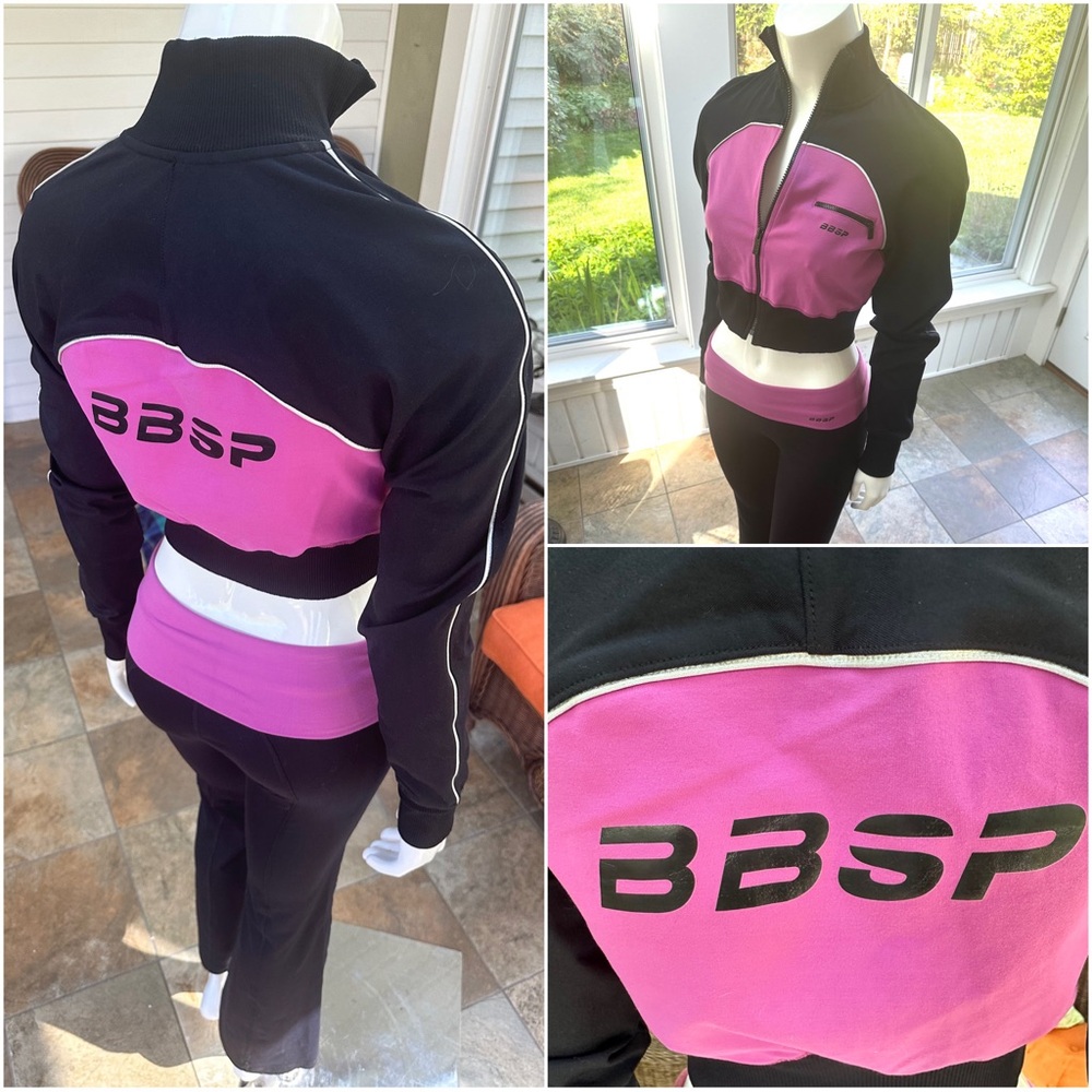 *SOLD*Bebe Sport Tracksuit , 2 Pc Set Sz S/M, Autumn Berry, Blk, Silver. EUC
